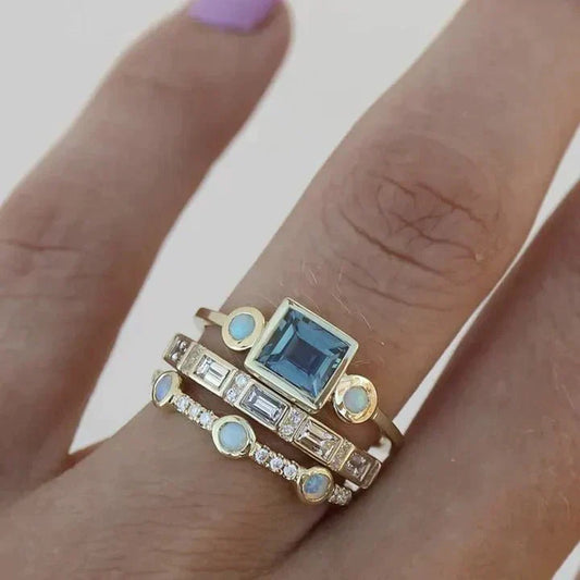 Remilda | Women's Retro Blue Crystal Ring