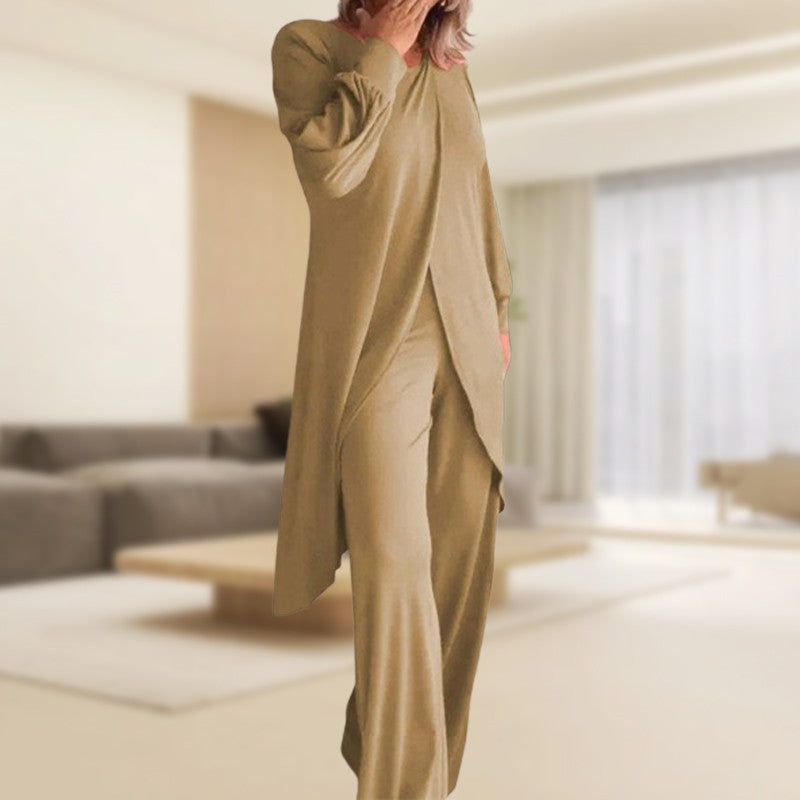 Iolite | Women's Oversized V-Neck Wide-Leg Casual Trousers