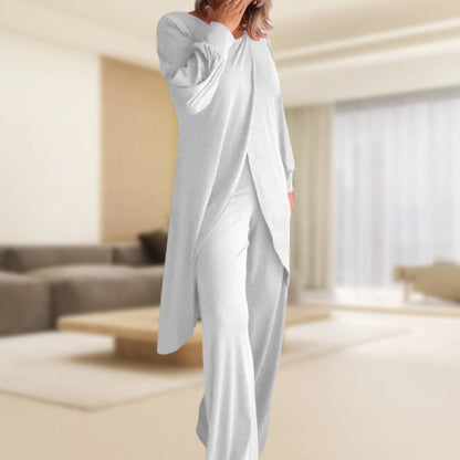 Iolite | Women's Oversized V-Neck Wide-Leg Casual Trousers