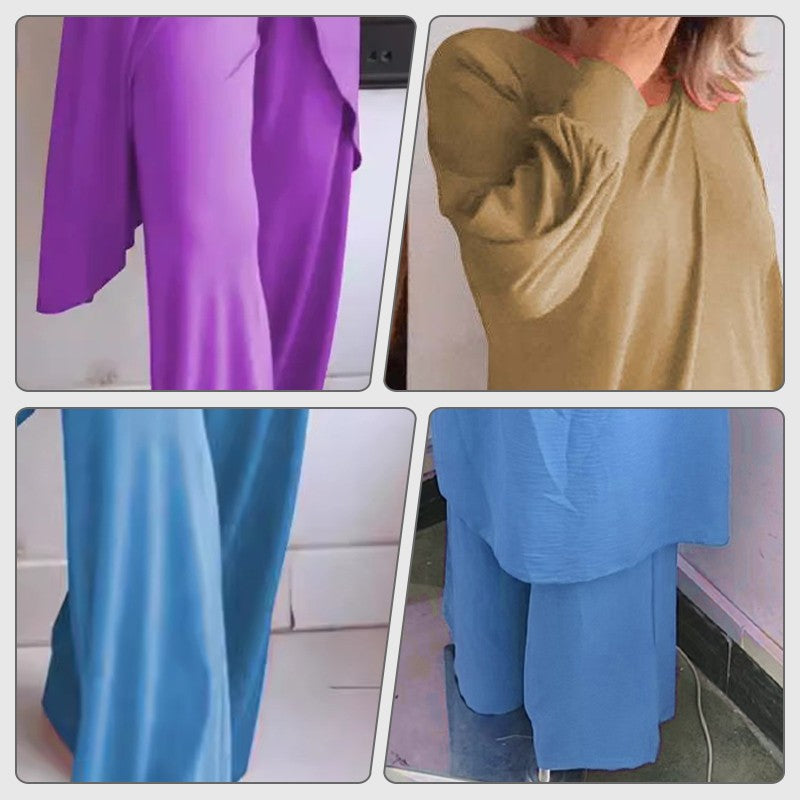 Iolite | Women's Oversized V-Neck Wide-Leg Casual Trousers