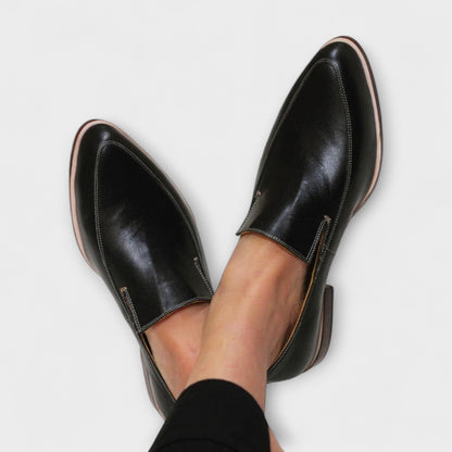 Hara | Women's Lace Workwear Black Loafers
