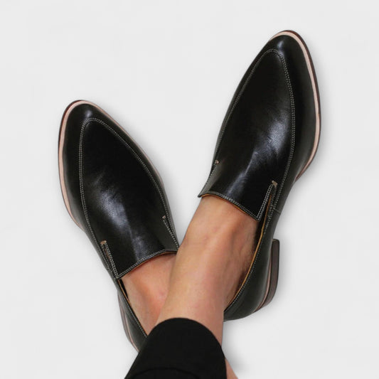 Hara | Women's Lace Workwear Black Loafers