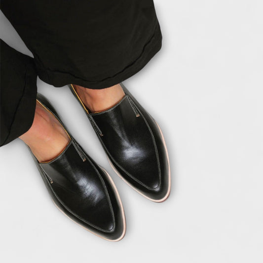 Hara | Women's Lace Workwear Black Loafers