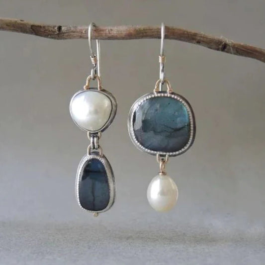 Xanthia | Women's Retro Blue Gem Earrings