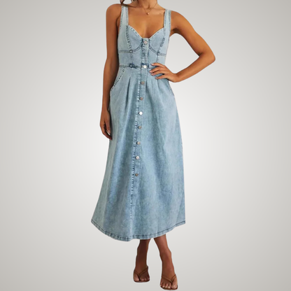 Maddalena | Women's Classic No-Sleeve Button-Front Dress