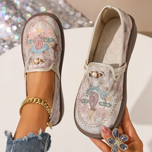 Aphrodite | Women's Floral Embroidered Casual Loafers