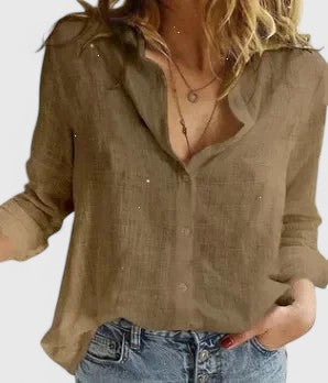 Calinda | Women's Floral Oversized V-Neck Workwear Blouse