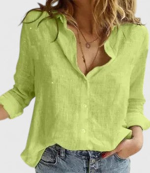 Calinda | Women's Floral Oversized V-Neck Workwear Blouse