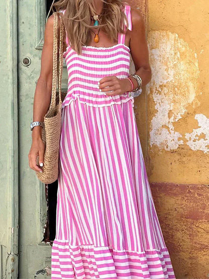 Dolores | Women's Striped Ruffle Beach Dress