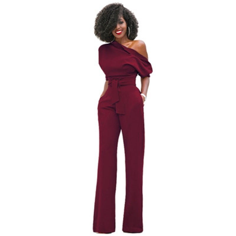 Beatrix | Women's Off-Shoulder Wide-Leg Workwear Jumpsuit