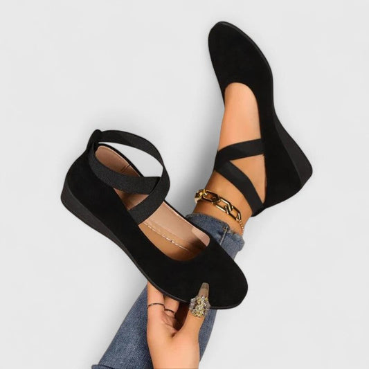 Elara | Women's Workwear Cross Strap Flats