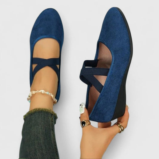Elara | Women's Workwear Cross Strap Flats